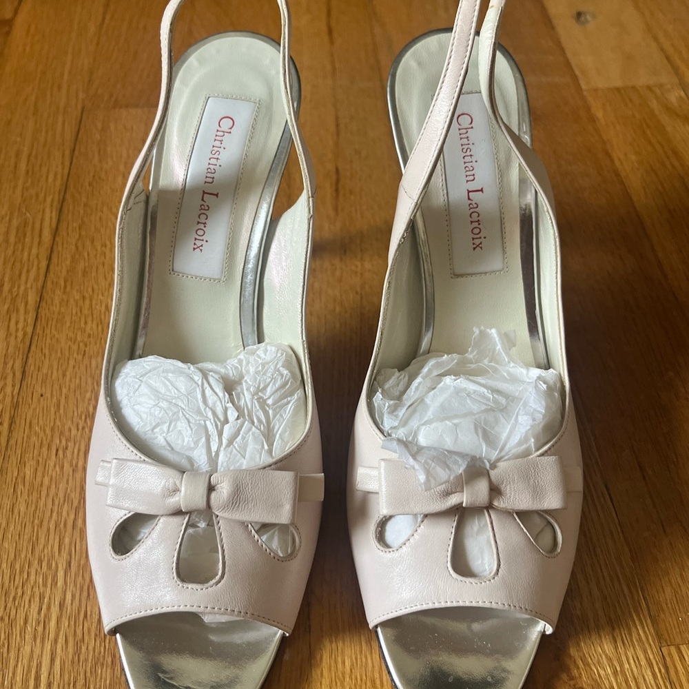 Christian Lacroix Blush Peep-Toe Heels